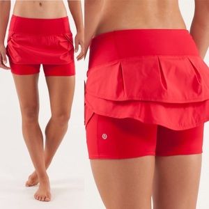 Lululemon Red Ruffled Run Speed Squad Skort sz 4